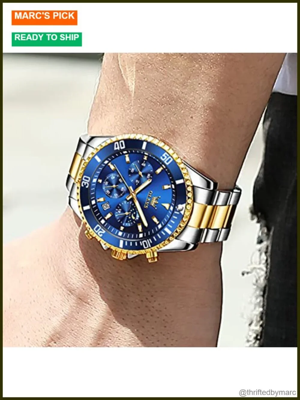 Men's Stainless Steel Waterproof Chronograph Wrist Watch Luminous Analog Quartz